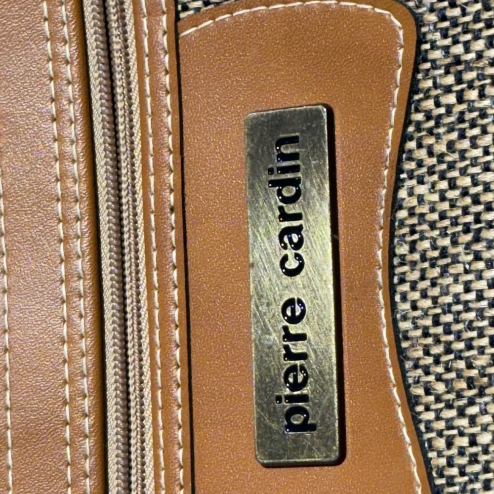 Pierre Cardin Tan and Beige Canvas Crossbody Messenger Bag